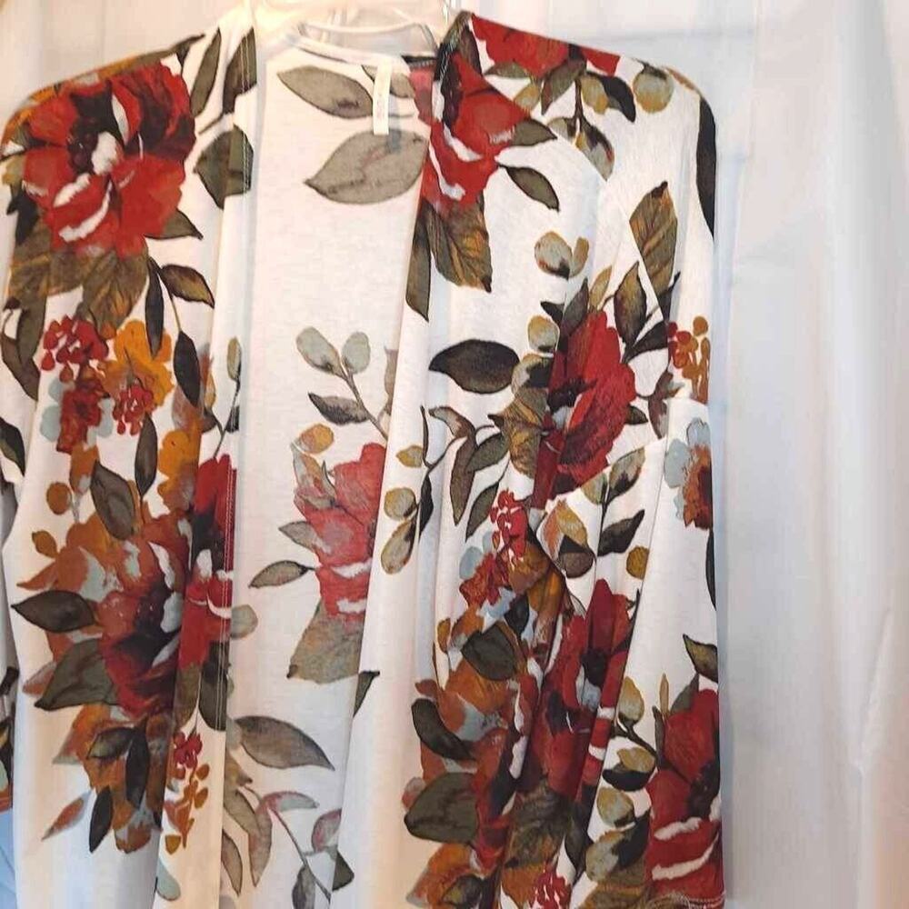 Lime N Chili Women's Open Front Cardigan Kimono Multicolor Floral Stretch L New